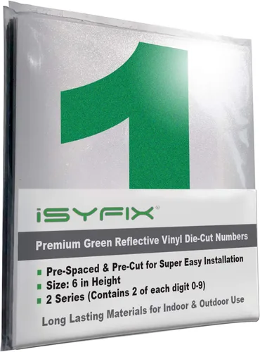 Vista 18 de iSYFIX Calcomanías de Números de Vinilo Verde Manzana – 1.5 Pulgadas Autoadhesivas (2 Juegos) – Calcomanía Premium Troquelada y Pre-espaciada