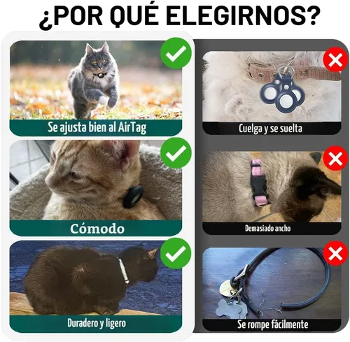 Vista 4 de Collar de Gato Airtag Separable, Collar Reflectante para Gatito con Soporte para Apple Air Tag y Campana para Gatos Niña y Niño, 0.4 Pulgadas