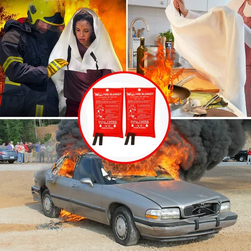 Vista 4 de wucgea Manta de fuego para el hogar y la cocina, paquete de 8 mantas de fuego reutilizables de fibra de vidrio para supresión de emergencia
