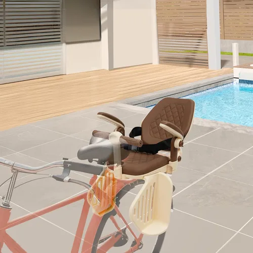 Vista 4 de Futchoy Asiento de bicicleta para niños, asiento trasero para bicicleta infantil, asiento trasero para niños con reposabrazos antideslizantes