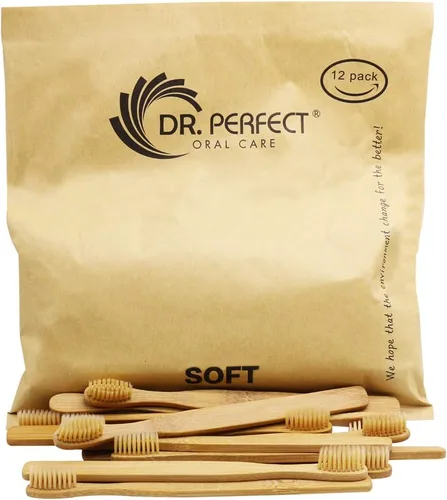 Vista 2 de Cepillo de dientes, de bambú, con cerdas suaves naturales de Dr. Perfect, 12