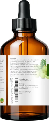 Vista 3 de velona Amla Oil USDA Certified Organic - 4 onzas líquidas Aceite portador 100% puro y natural Virgen extra, sin refinar, prensado en frío