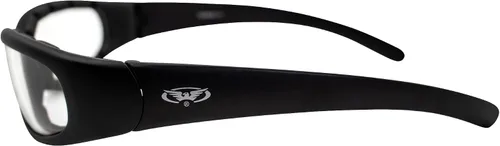 Vista 3 de Global Vision Chicago - Gafas de sol acolchadas para motocicleta, paquete de 2 unidades, montura negra, lentes transparentes y ahumadas, Negro