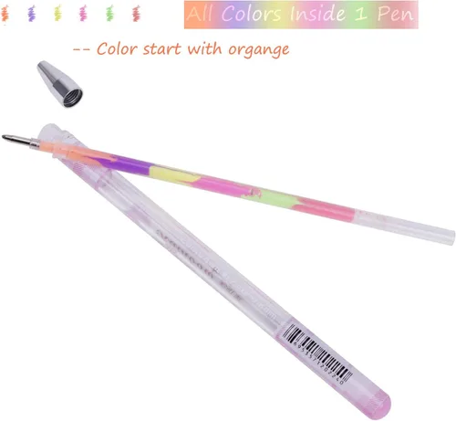 Vista 2 de Juego de 12 bolígrafos surtidos de tinta de gel de colores arcoíris de 0.031 in para álbum de fotos de bricolaje, papel negro, tarjeta de regalo