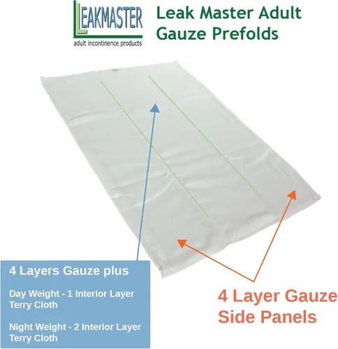 Vista 4 de LeakMaster Pañales de tela preplegados para adultos, tejido de gasa, 100% algodón, pañales reutilizables y lavables, suaves y duraderos