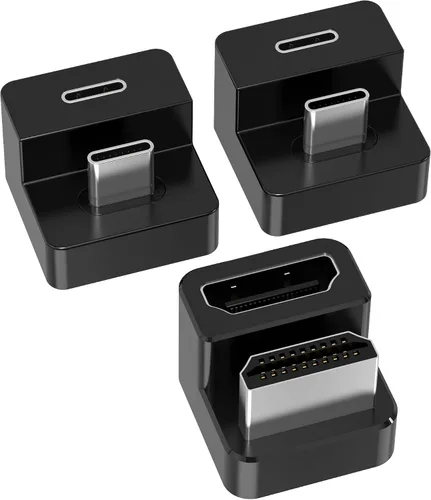 Vista 11 de AGVEE Adaptador Angular de 180 Grados USB-C a USB-C y Convertidor Mini HDMI a HDMI en Forma de U con Lado Largo Hacia Adentro, HDMI 2.0 4k@60HZ