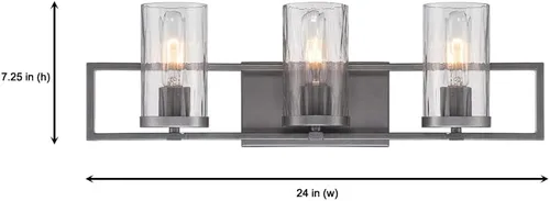 Vista 3 de Designers Fountain 86503-CHA Elements - Lámpara de tocador de baño de 24 pulgadas, 3 luces, color carbón