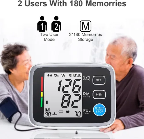 Vista 3 de ALPHAGOMED Monitor de presión arterial para brazo de tamaño superior para uso doméstico 2 tamaños de brazalete, 9-17'' y 13-21'' brazalete