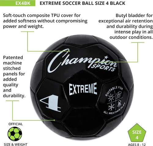 Vista 4 de Champion Sports Extreme Series - Balón de fútbol – Tamaños 3, 4, 5, tacto suave, para todo clima, alta retención de aire, pelotas de liga
