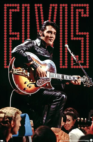 Vista 9 de Trends International Elvis Presley - Póster de pared de concierto 68, 14.72 x 22.37 pulgadas, versión enmarcada de madera de granero Versión