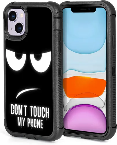 Vista 9 de Funda compatible con iPhone 13 y iPhone 14 de diseño de tiburón negro y rojo de moda urbana para hombres y niños, de 3 capas, resistente a
