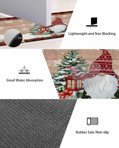 Vista 3 de Tapete de baño de Navidad para bañera, antideslizante, de secado rápido y absorbente, de tierra de diatomeas, tapete de cocina, felpudo de cocina