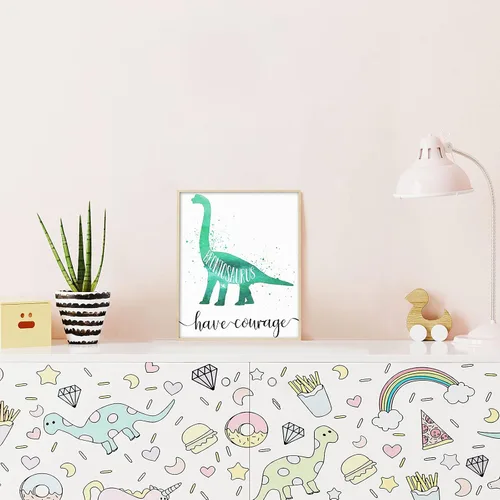 Vista 6 de Zonon 9 piezas de 8 x 10 pulgadas dinosaurio decoración de habitación de niño dinosaurio acuarela póster arte de pared palabras motivacionales citas