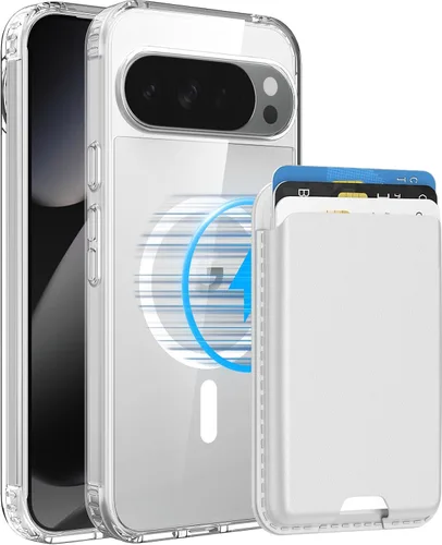 Vista 17 de Funda magnética para Google Pixel 9A con soporte para tarjetas, funda magnética desmontable, [compatible con MagSafe] a prueba de golpes con ranura