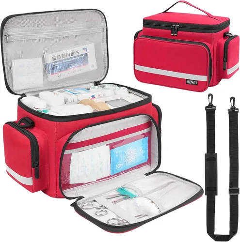 Vista 10 de LEFOR·Z Bolsa Médica, Bolsa de Primeros Auxilios Vacía, Almacenamiento para Enfermera de Salud Doméstica, Caja Organizadora de Botiquín