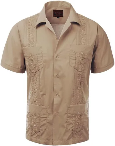 Vista 14 de vkwear Guayabera - Camisa de vestir casual con botones y manga corta para hombre