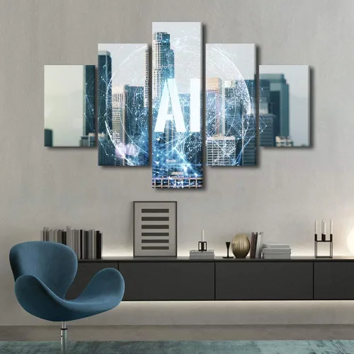 Vista 31 de TUMOVO Arte de pared para oficina C, almacenamiento, imágenes, impresión en lienzo, placa de circuito, tecnología de decoración del hogar, arte