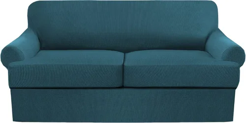 Vista 8 de Funda de sofá con cojín en T de alta calidad, juego de 4 piezas para sofás con cojines en T (se adapta a 72-90 pulgadas), protector de muebles suave