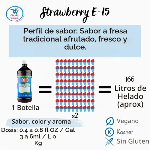 Vista 5 de Deiman Sabor artificial de fresa E-15 C (33.8 fl oz)