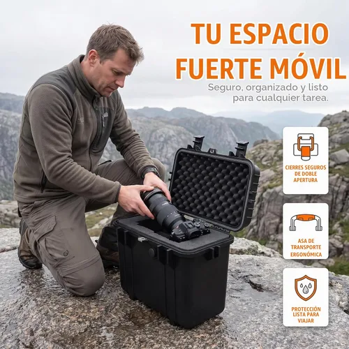 Vista 7 de MEIJIA Funda rígida impermeable para cámara para todo tipo de clima con espuma de ajuste personalizado incluida, elegante negro, apto para drones