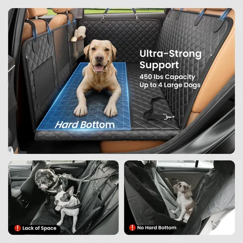 Vista 2 de REEVAA Funda de asiento de automóvil para perro para asiento trasero, hamaca de perro de fondo duro, extensor de cama para mascotas para 2-4 perros