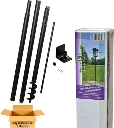 Vista 9 de Kit de poste de montaje universal - Ideal para casas de pájaros y comederos de pájaros montados en poste, poste resistente con conexiones roscadas