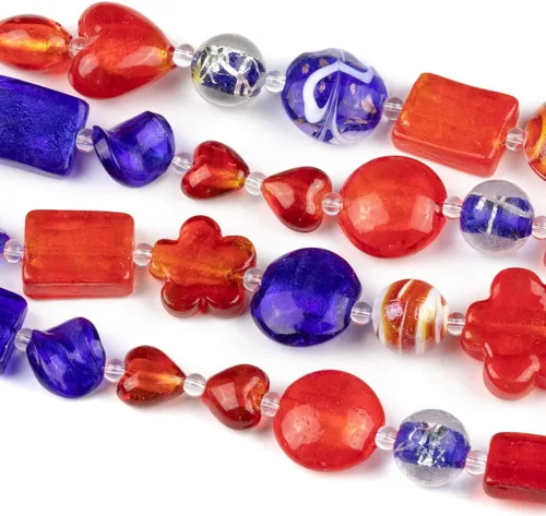 Vista 20 de Cherry Blossom Beads Cuentas mixtas hechas a mano de cristal de lámpara aguamarina y naranja, 4 hebras surtidas de 8 pulgadas Mezcla Aqua y Naranja