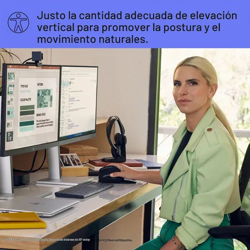 Vista 2 de HP 920 - Ratón ergonómico vertical inalámbrico Bluetooth 5.3 y dongle USB, 5 botones programables, batería de 16 semanas, multidispositivo