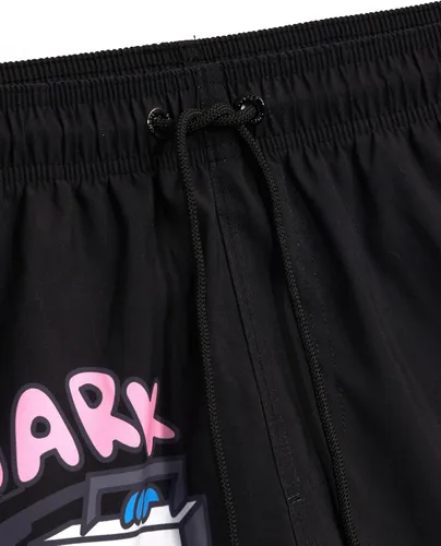 Vista 5 de WDIRARA Traje de baño con estampado de letras de dibujos animados para hombre, con bolsillo inclinado y cordón