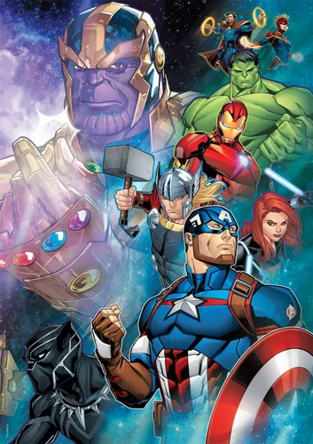 Vista 2 de Buffalo Games Marvel Thanos vs. The Avengers - Rompecabezas de 500 piezas, 21.25 x 15 pulgadas, multicolor, rectangular, póster a todo