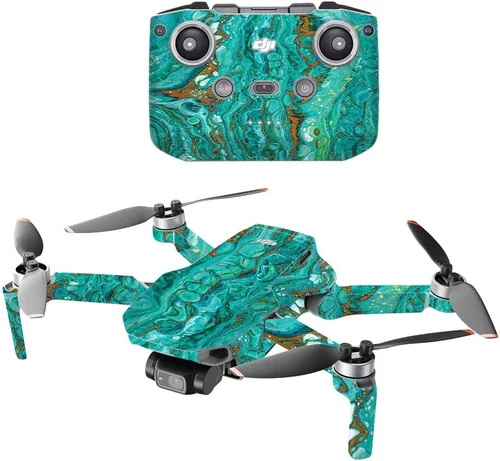 Vista 27 de MightySkins - Compatible con DJI Mini 2 Dron portátil - Aqua Swirl Funda protectora de vinilo duradera y única Fácil de aplicar, quitar