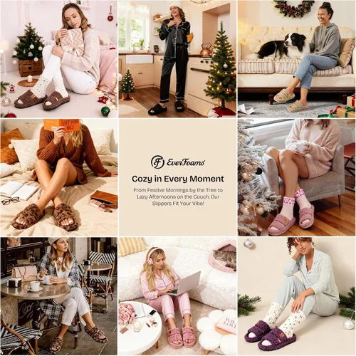 Vista 8 de EverFoams - Pantuflas de punta abierta para mujer, suaves y cómodas, de espuma viscoelástica, para interiores
