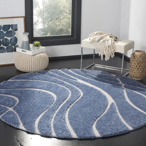 Vista 70 de Safavieh Florida Shag Collection - Alfombra de área de 2 x 3 pies, color crema/beige, diseño geométrico, felpa de 1.2 pulgadas de grosor, ideal