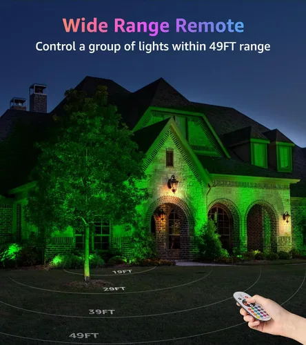 Vista 4 de SUNVIE Paquete de 2 focos RGBW para exteriores de 12 W LED que cambian de color con control remoto 120 V RGB iluminación de paisaje luces