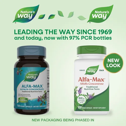 Vista 3 de Nature's Way Premium Herbal Alfa-Max, concentrado de 840 mg por porción, 100 Vcaps