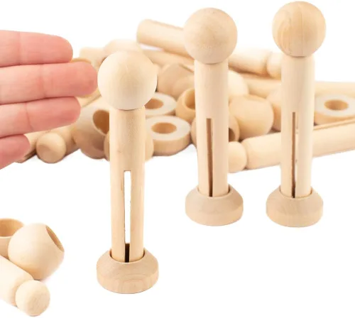 Vista 4 de 12 pinzas de madera sin terminar con cuentas de cabeza y soportes - bricolaje para manualidades
