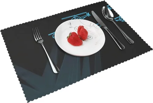 Vista 9 de Rectangular Placemats Set of 4, Heat Resistant Cat Printed Kitchen Dining Table Mats
