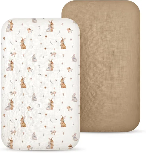 Vista 10 de lulumoon Sábanas de Moisés de Muselina para Bebé: Sábanas de Moisés de Algodón Neutras para Niños y Niñas - Ajustadas para Óvalo, Rectángulo o Reloj