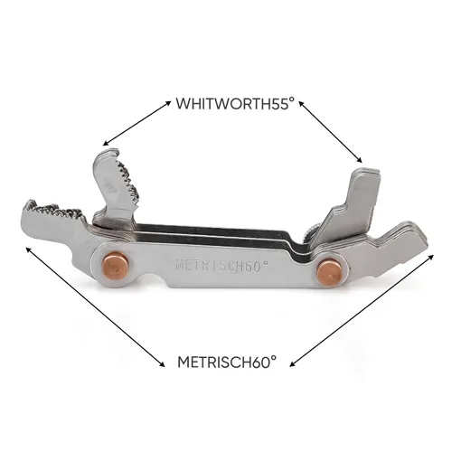 Vista 4 de Juego de herramientas de medición de rosca, medidores de rosca de acero inoxidable, medidor de tornillo métrico e imperial SAE Whitworth de 55