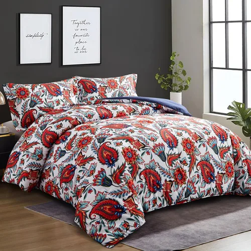 Vista 2 de Ikawaapurry Juego de edredón floral tamaño Queen para cama Queen, juego de ropa de cama bohemio de granja, esponjoso, ligero, flores, plantas