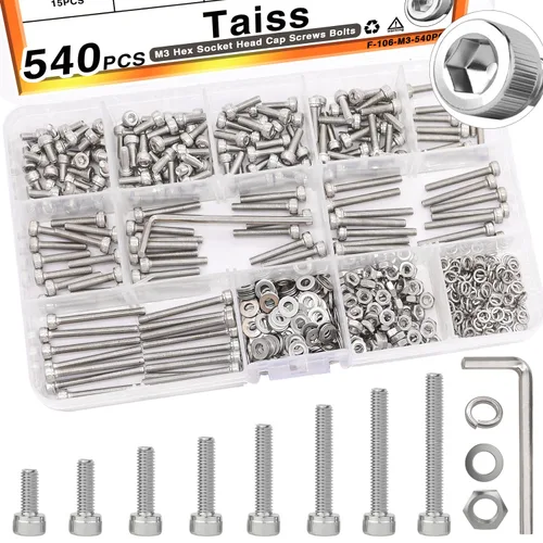Vista 24 de Taiss 10 piezas de tornillos de cabeza hexagonal de 5/16-18x1, pernos para muebles, tornillos para muebles de acero inoxidable 304, pernos de 1/4