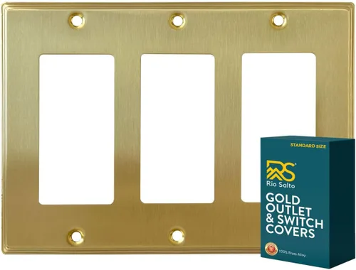 Vista 29 de Rio Salto BRASS Deco Collection - Placa de pared ciega de metal dorado de tamaño estándar, cubierta de salida resistente a la corrosión