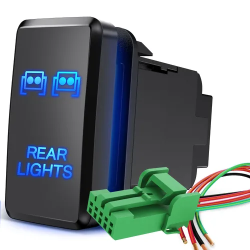 Vista 19 de Nilight Interruptor de Botón de Luces Auxiliares 12V Encendido/Apagado con Kit de Cable Conector 1.54" x 0.83" Repuesto para Toyota Tacoma Tundra