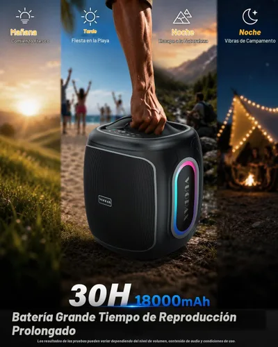 Vista 5 de Altavoz Bluetooth portátil inalámbrico, 200 W pico fuerte súper Gris