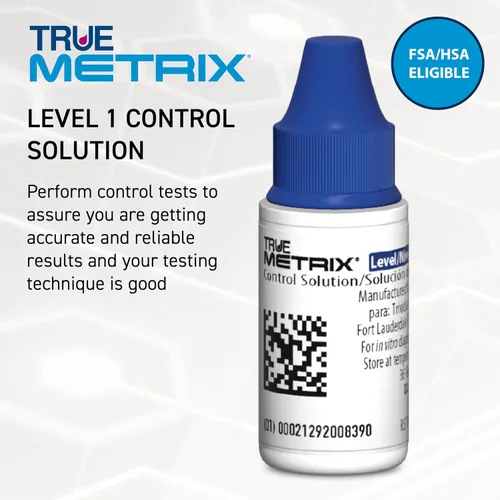 Vista 3 de True Metrix Solución de control Nivel 1, 3 mL Solution for Use with TRUE METRIX Blood Glucose Test Strips and Meter, Use to Confirm Glucose