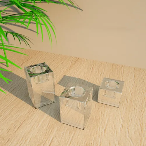 Vista 7 de Juego de 3 candelabros orgánicos transparentes – Centros de mesa de velas modernos para mesa de comedor, sala de estar y decoración de chimenea
