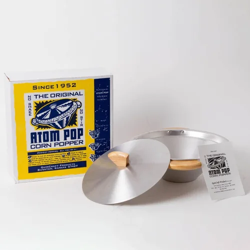Vista 2 de KLM Products Atom Popcorn Popper - Pop maíz fácilmente en tu estufa, aluminio, hace 2.5 cuartos de galón