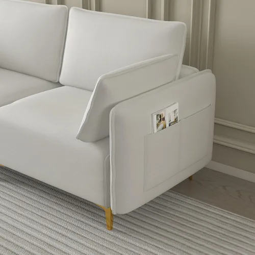 Vista 7 de Sofá modular convertible para sala de estar, moderno sofá en forma de L con otomana, sofás modulares de tela de 4 asientos con USB y bolsa