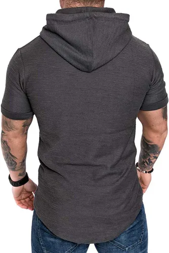 Vista 2 de Lexiart Sudadera deportiva con capucha para hombre, color liso, forro polar