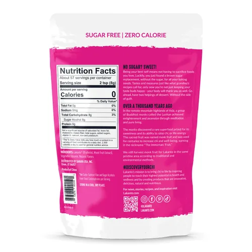 Vista 2 de Lakanto Edulcorante de Fruta del Monje Marrón con Eritritol, Edulcorante Sustituto del Azúcar Moreno para Hornear, Café, Avena y Más, Keto